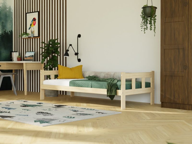 Lit simple enfant FENCE en bois avec deux têtes de lit