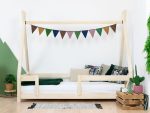 Lit tipi enfant NAKANA en bois avec barrière de sécurité fixe – Image 2