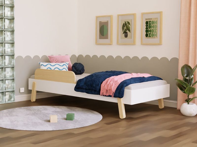 Lit simple enfant NOVA avec paroi latérale 90x200cm au design scandinave