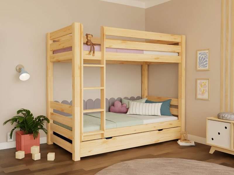Lit superposé enfant ATLAS – bois massif 90x200 cm
