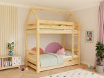 Lit superposé cabane ALPY avec échelle – 90x200 cm
