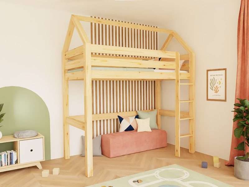 Lit mezzanine cabane MANASLU avec échelle – 90x200 cm