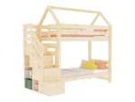 Lit superposé cabane ALPY avec escalier de rangement latéral – 90x200 cm – Image 7
