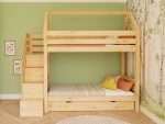 Lit superposé cabane ALPY avec escalier de rangement latéral – 90x200 cm – Image 9