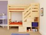 Lit superposé en bois ATLAS avec escalier de rangement frontal – Image 5
