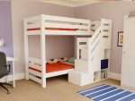 Lit superposé en bois ATLAS avec escalier de rangement frontal – Image 2