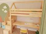 Lit mezzanine cabane MANASLU avec bureau et escaliers de rangement – Image 4