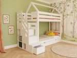 Lit superposé cabane ALPY avec escalier de rangement latéral – 90x200 cm – Image 13