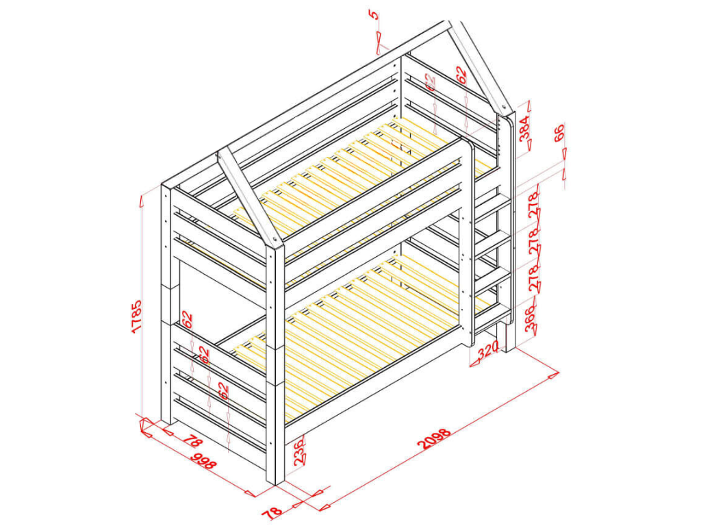 Lit Superposé Cabane Alpy Avec Échelle – 90X200 Cm – Image 13